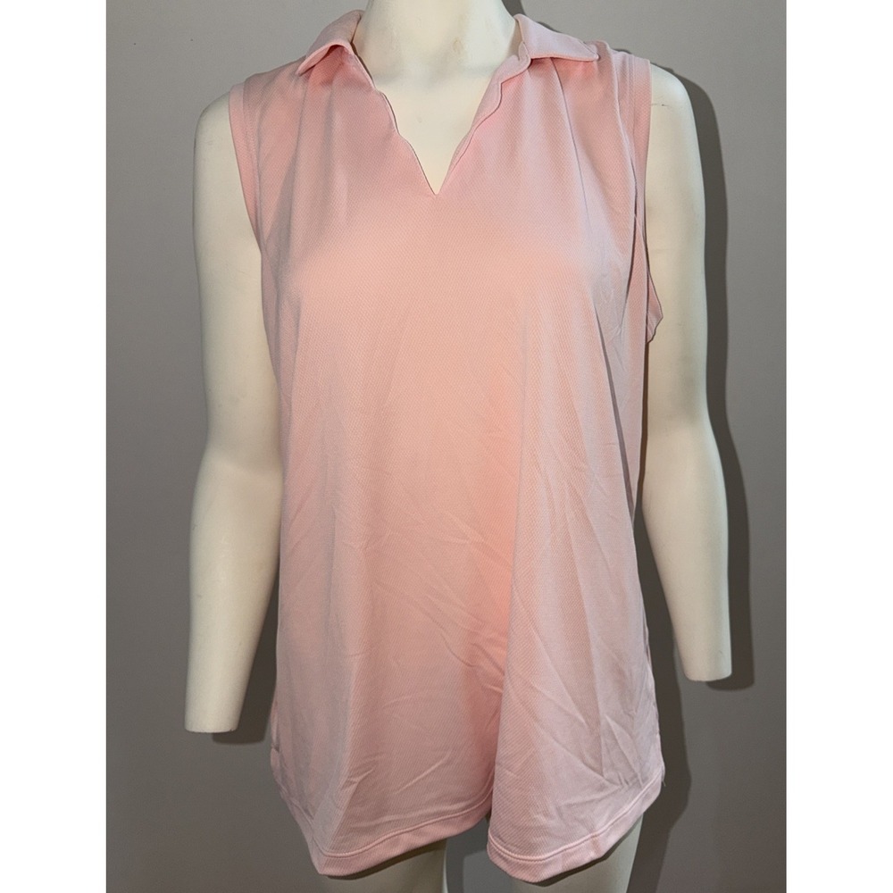 Walter Hagen Clubhouse Scallop Golf Tennis Polo Shirt Womens XXL Pink Sleeveless